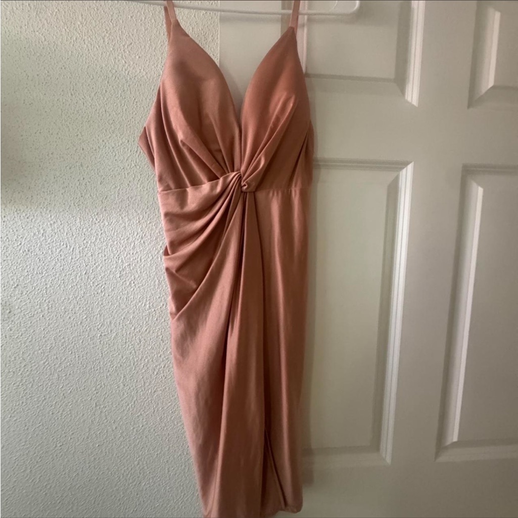 Women's Silk Rose Twist-Front Spaghetti Strap Dress